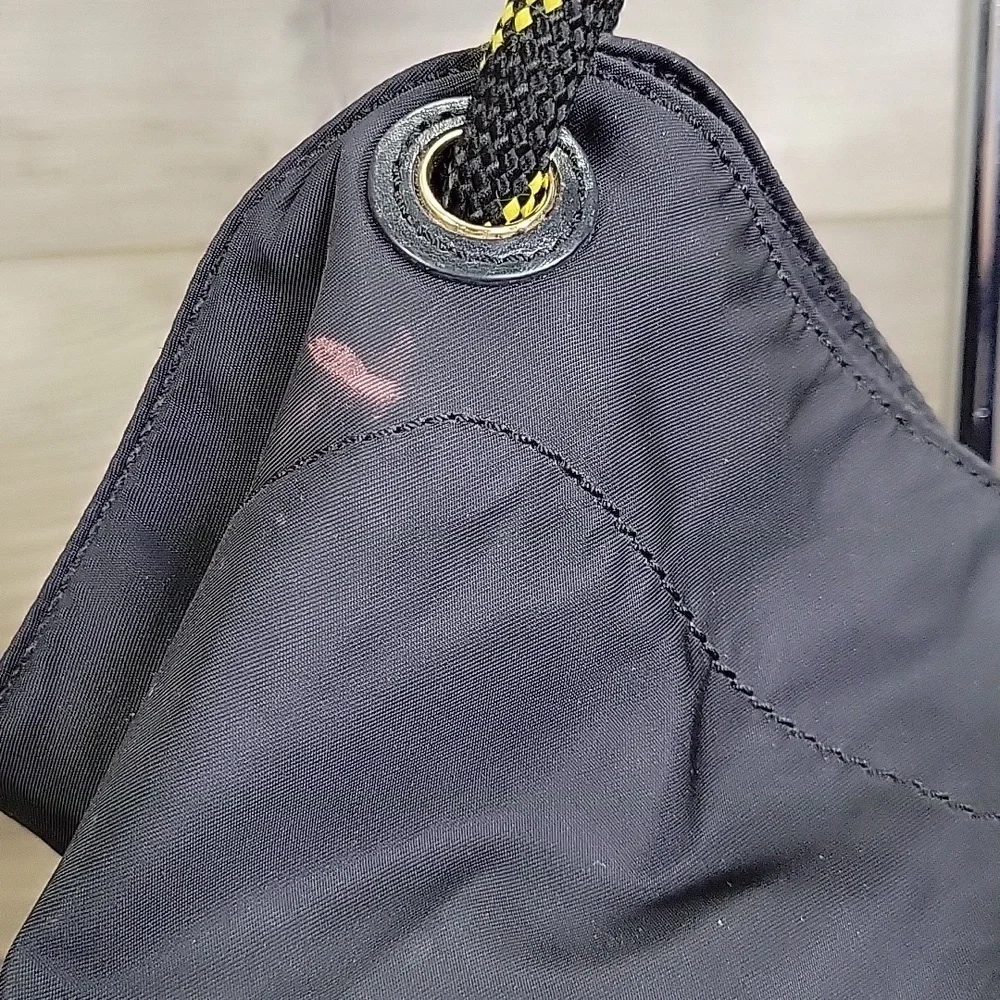Tory Burch Black Nylon Leather Tote Shoulder Bag